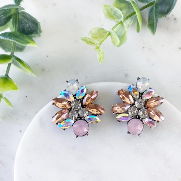 "Merrick" Earrings || Pink Crystal Statement - Picture 4 of 10